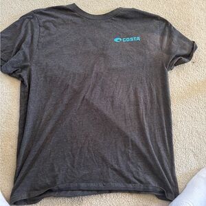 Costa Charcoal Gray Short Sleeve Tee with Teal Logo